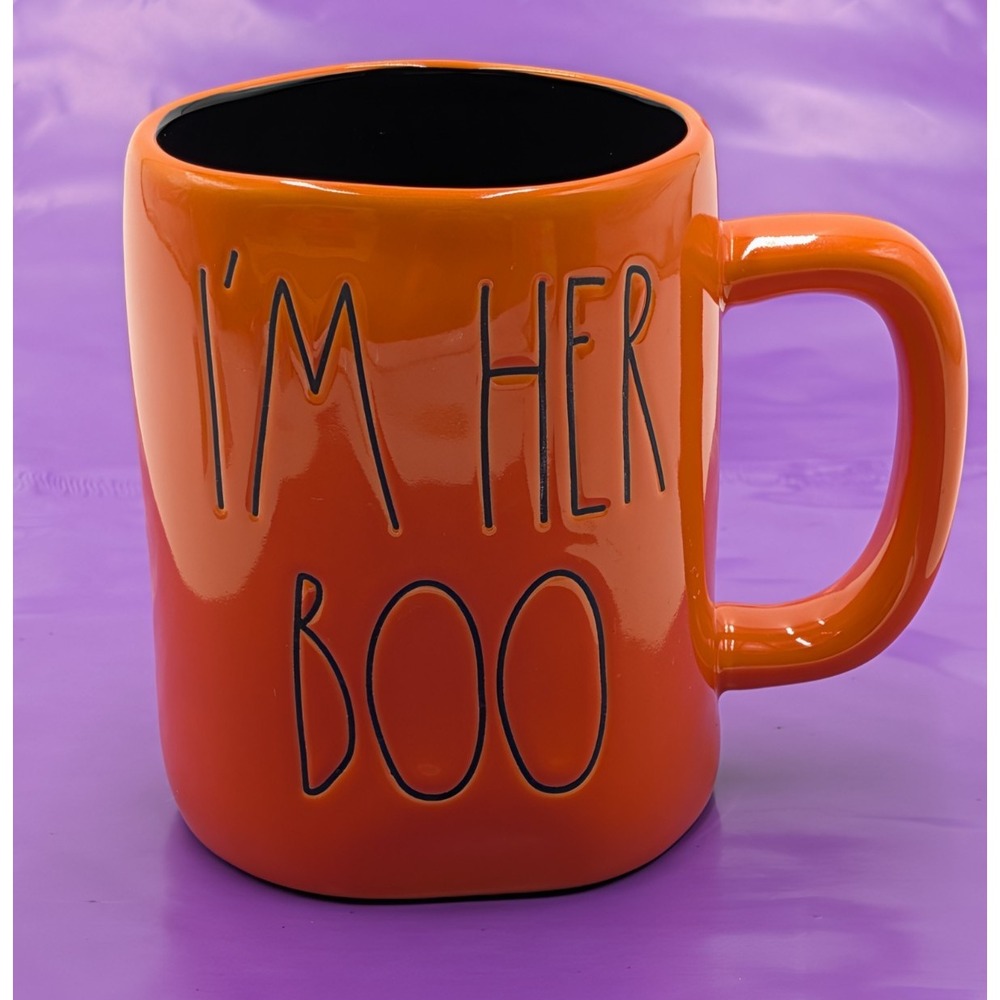 Rae Dunn I'm Her Boo Mug Orange Halloween Coffee Cup Artisan Collection Magenta